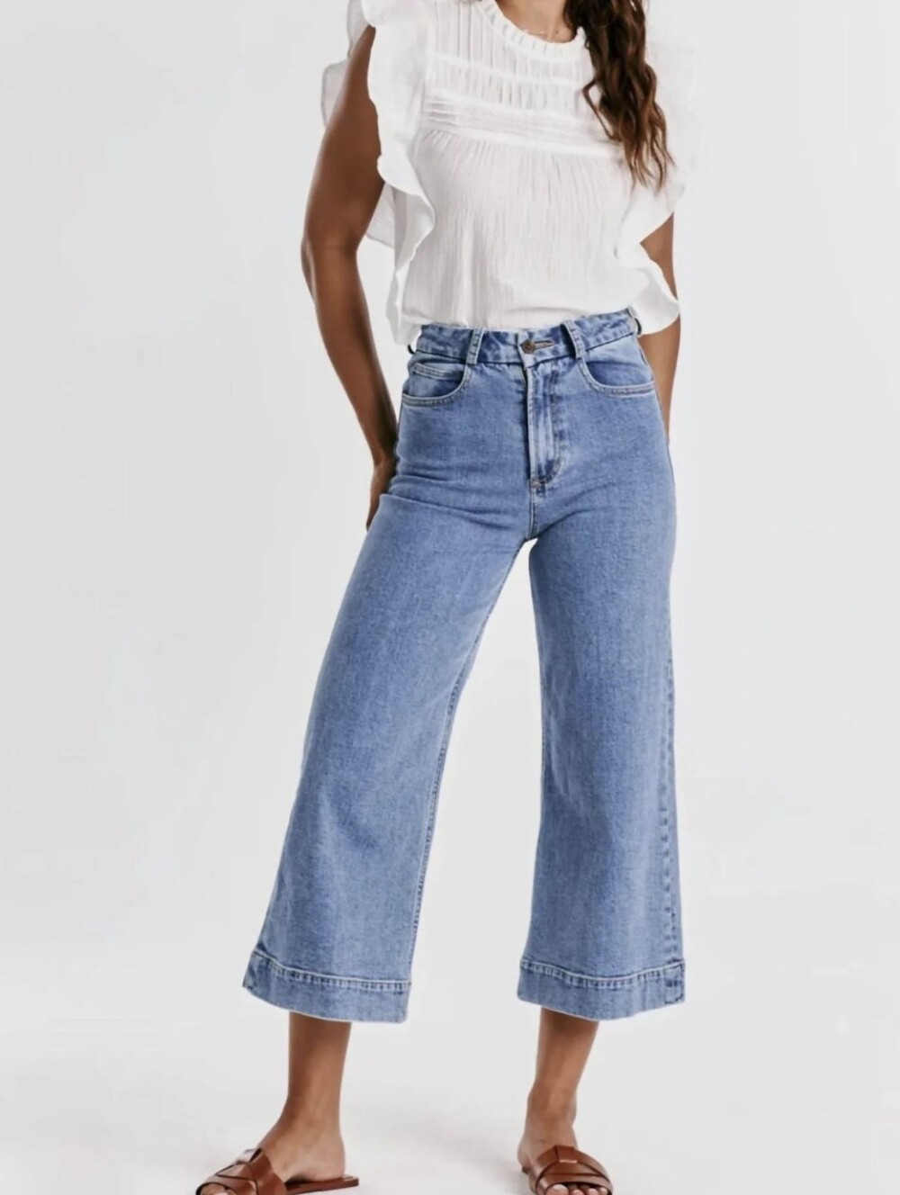 Dear John Wide-Leg High Rise Jeans in Medium Blue Wash Size 25